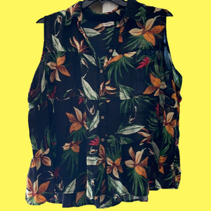 Nice Floral Purple Rain button down shirt 1X